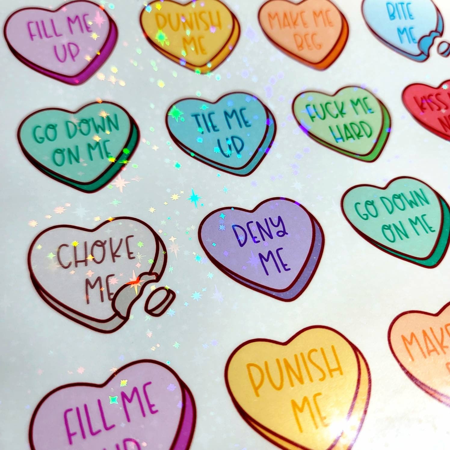 candy heart stickers set, naughty sticker pack, tie me up smut sticker bundle, Valentines day gifts for girlfriend, bdsm stickers for laptop