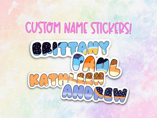 personalized blue family name stickers for water bottles kids name stickers, Christmas stocking stuffers for toddlers blue heeler stickers