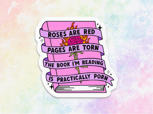 roses are red pages are worn smut stickers for Kindle, funny stickers for adults, spicy book stickers romance reader gifts for women, book